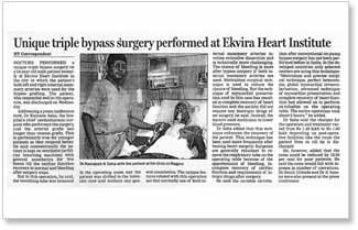 Unique triple bypass surgery performed at Ekvira Heart Institute